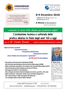L'EVOLUZIONE TECNICA E CULTURALE DELLA PRATICA SHIATSU IN ITALIA...  8 9dic2018  locandina1 001